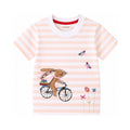 TShirt - Pink Stripe Bunny on Bike