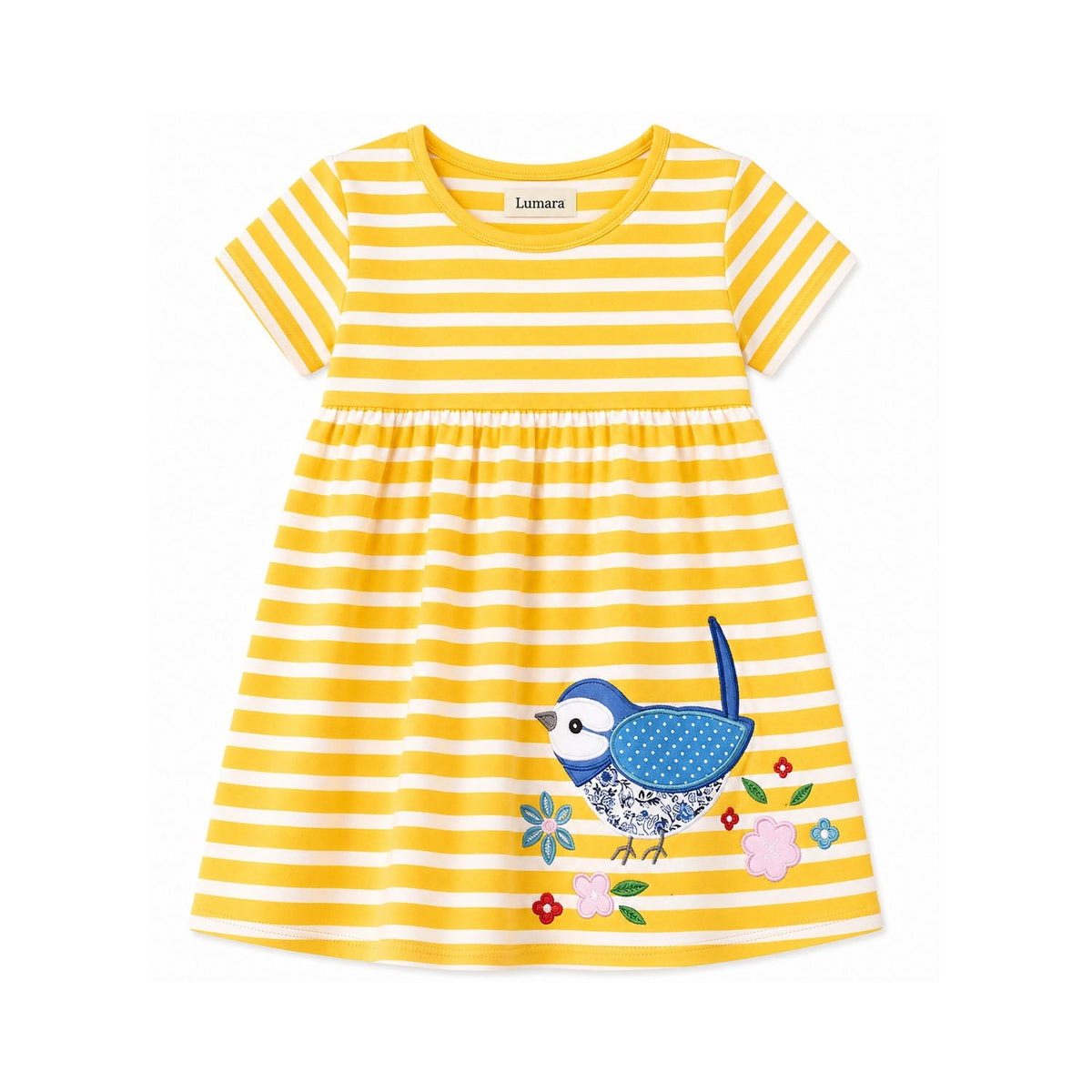 Dress - Blue Bird Yellow Stripe
