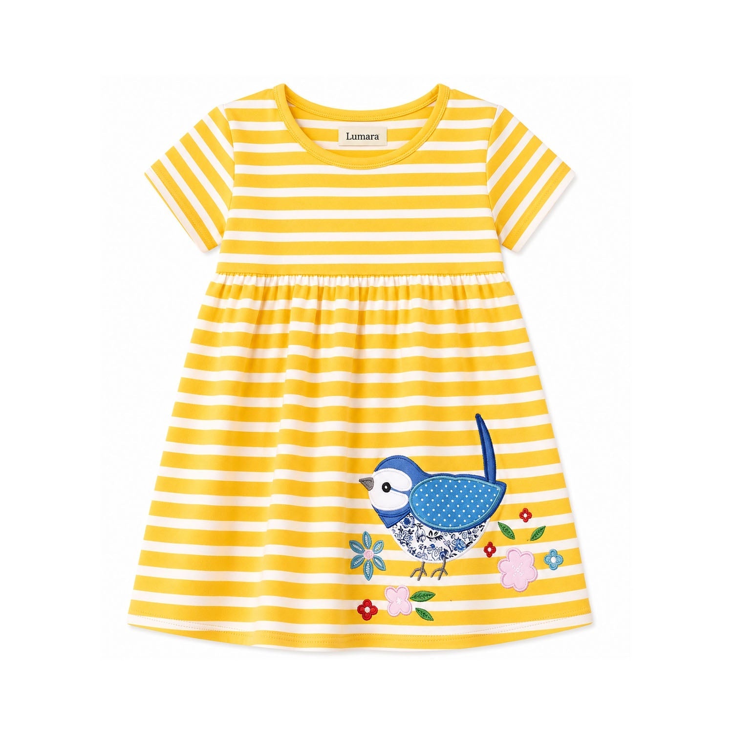Dress - Blue Bird Yellow Stripe