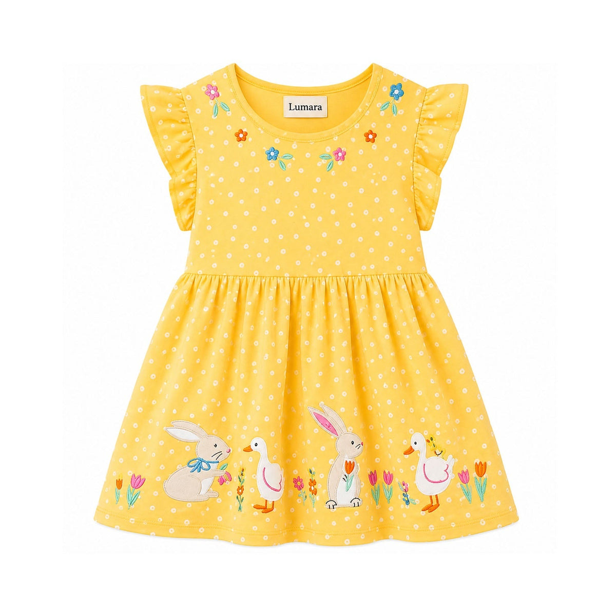 Dress Duck & Bunnies Yellow